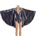 City Lights Romper with Fan Sleeves, Plunging V neck, and Siren Cut Leg - 6