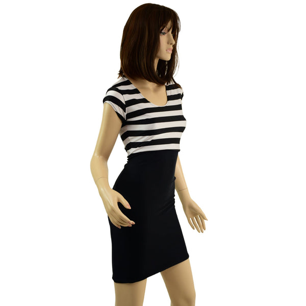 Striped Bodice Bodycon Dresss - 1