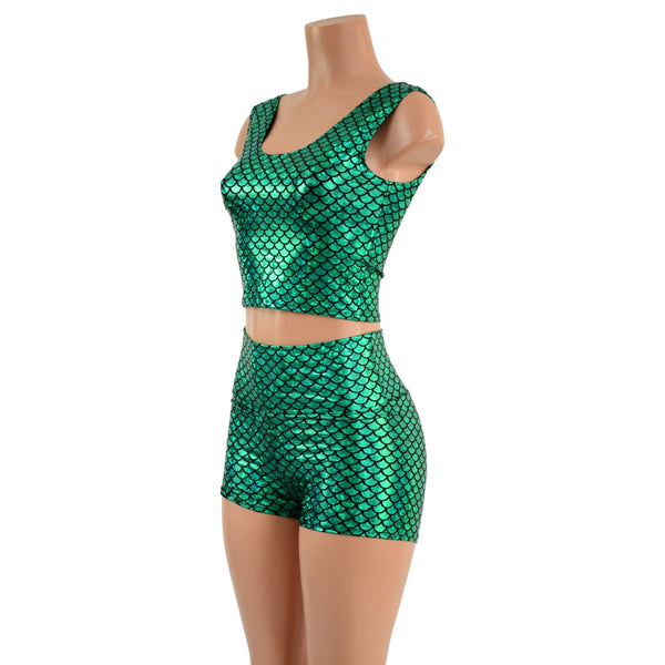 Green Scale High Waist Shorts OR Top READY to SHIP - 3