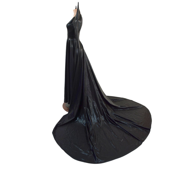 Glinda Gown in Black Mystique with 3/4 Mega Sharp Shoulder Sleeves - 4
