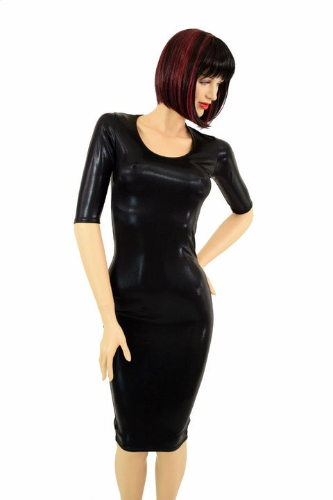 Black Mystique Half Sleeve Wiggle Dress - Coquetry Clothing