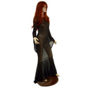 Black Mesh Zipper Back Gown with Pixie Sleeves and Puddle Train - 3