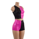 Pink and Black Harlequin High Waist Shorts & Crop Set - 4