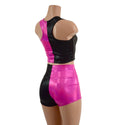 Pink and Black Harlequin High Waist Shorts & Crop Set - 2