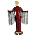 Primeval Red Double Slit Gown with 30" Fringe - 2