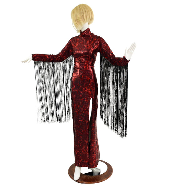 Primeval Red Double Slit Gown with 30" Fringe - 4