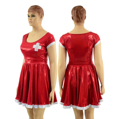 Red and White Nurse Skater Dress - Coquetry Clothing