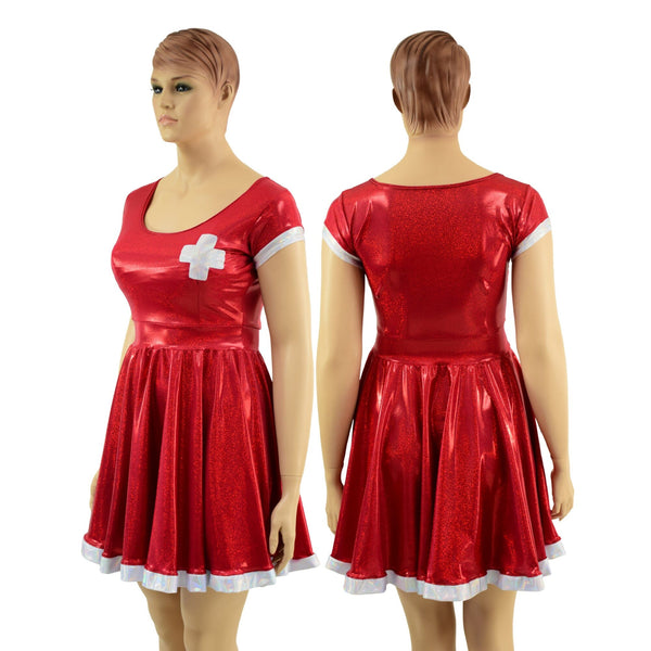 Red and White Nurse Skater Dress - 1