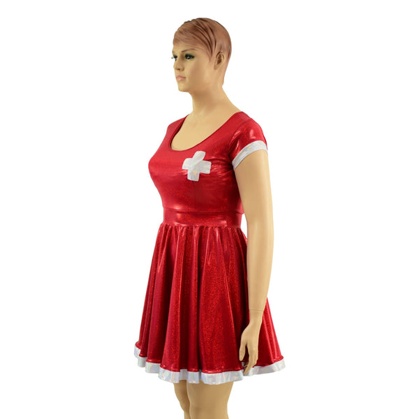 Red and White Nurse Skater Dress - 5