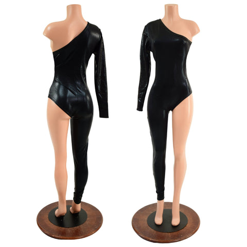 Asymmetrical Black Mystique Catsuit - Coquetry Clothing