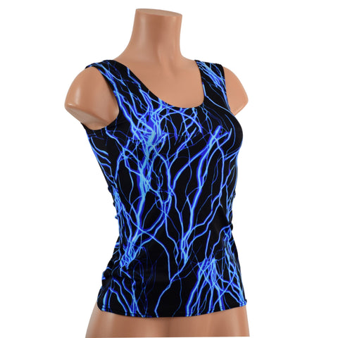 Full Length Neon Blue Lightning Tank Top - Coquetry Clothing
