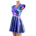 Moonstone Skater Dress with Flip Sleeves and Plumeria Accents - 4