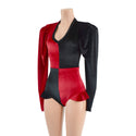 Red and Black Velvet Harlequin Romper with Mini Vicky Sleeves - 5