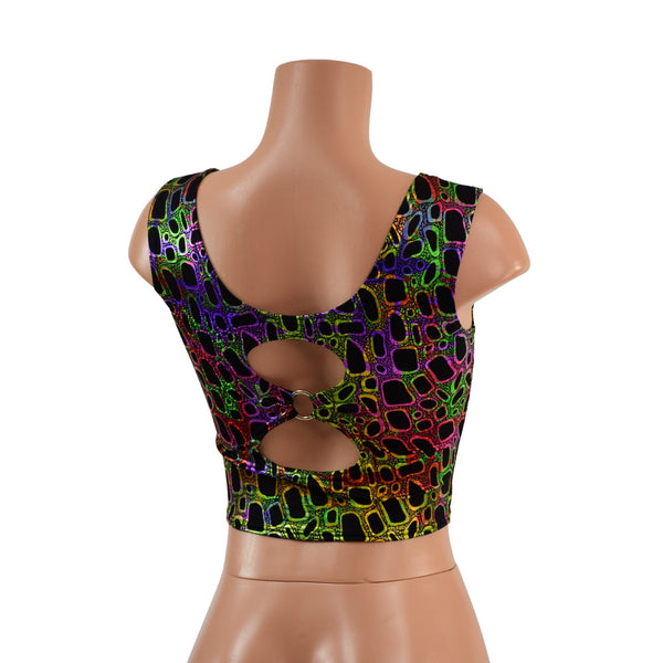 Cutout O-Ring Crop Tank in Poisonous - 3