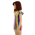 Kids Rainbow Striped Romper with Flip Sleeves - 3