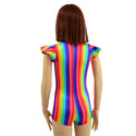 Kids Rainbow Striped Romper with Flip Sleeves - 4