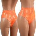 Neon Orange Sparkly Jewel High Waist Siren Shorts with Brazilian Cut Leg - 1