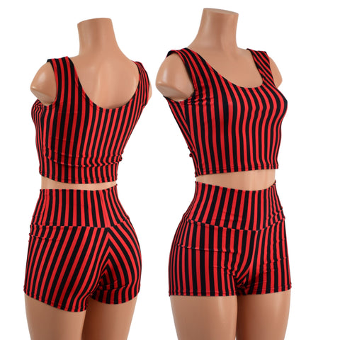 Circus Stripes High Waist Shorts OR Top READY to SHIP - Coquetry Clothing