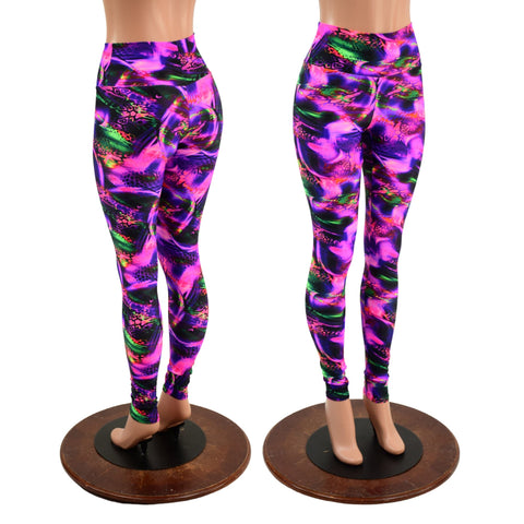 Neon Python High Waist Leggings READY to SHIP - Coquetry Clothing