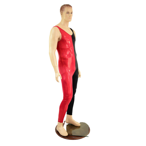 Mens Harlequin Red and Black Tank Catsuit - 5