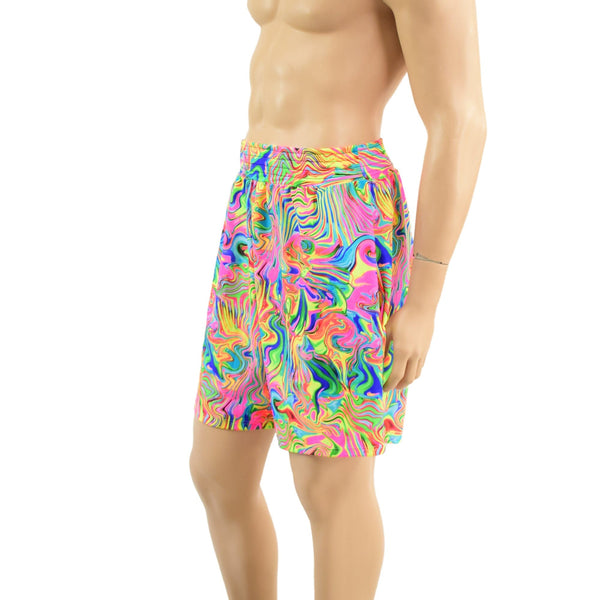 Mens Basketball Shorts with Pockets in Neon Flux - 2