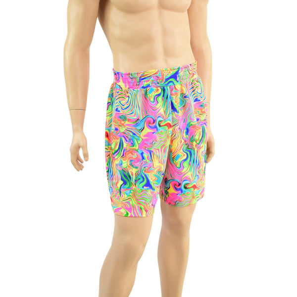 Mens Basketball Shorts with Pockets in Neon Flux - 1