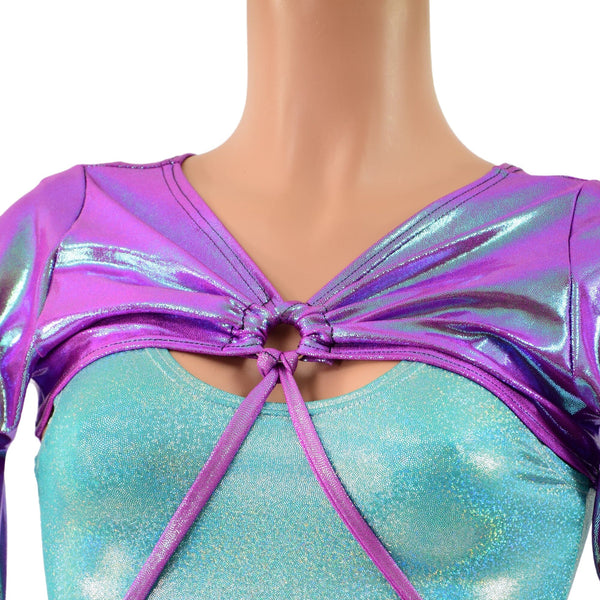 O-ring Front Bolero with Removable Body Wrap Tie in Plumeria - 2