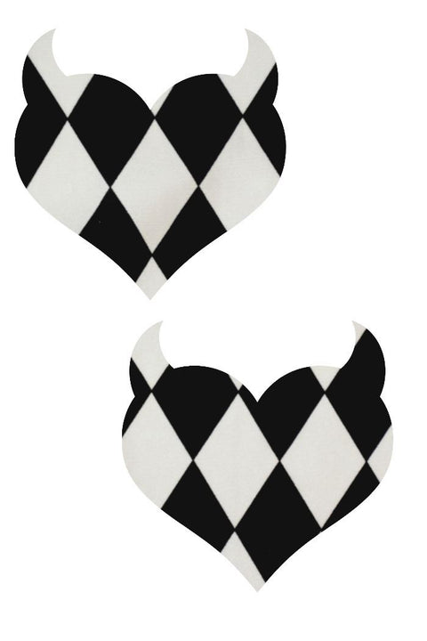 Black & White Devil Heart Pasties - Coquetry Clothing