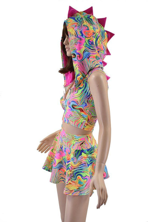 Neon Flux Dragon Crop & Skirt Set - Coquetry Clothing