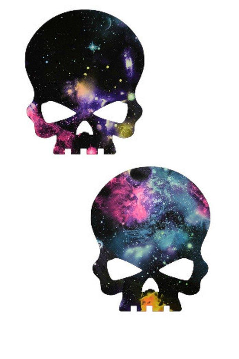 UV GLOW Galaxy Skulls Pasties - Coquetry Clothing
