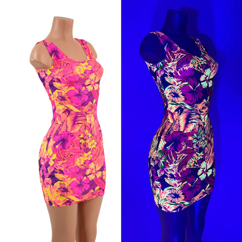 Sunset Floral UV Glow Tank Dress READY to SHIP - Coquetry Clothing