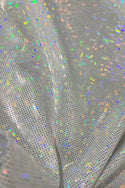 White Kaleidoscope Holographic Stretch Fabric - 1