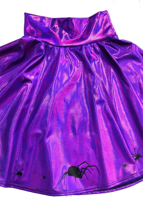 19" Grape Holographic Marching Spiders Skirt - Coquetry Clothing