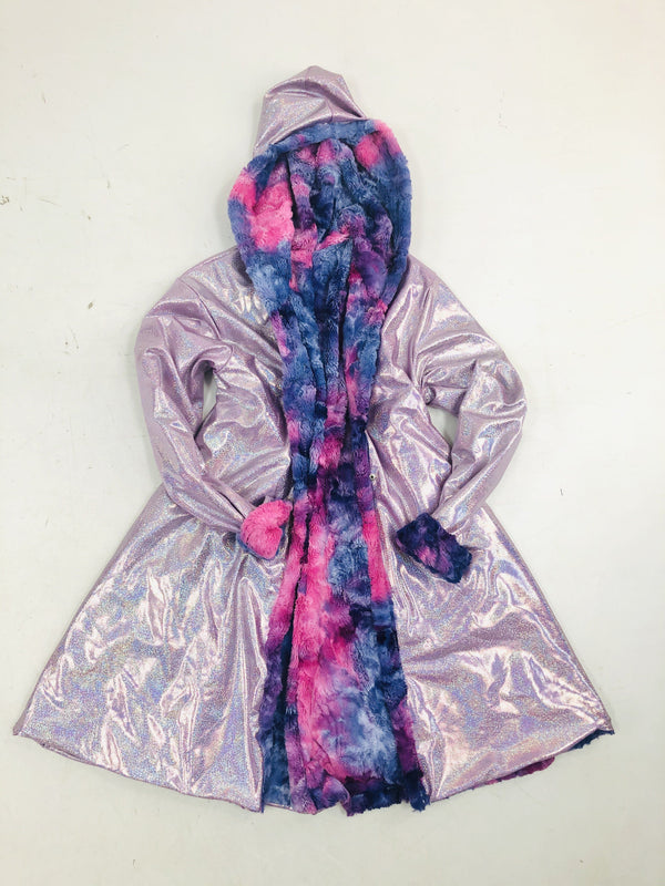 Minky A Line Coat in Razzle Dazzle and Lilac Holographic - 8