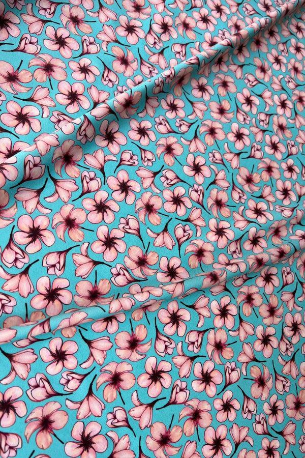 Cherry Blossom Print Spandex Fabric - 4