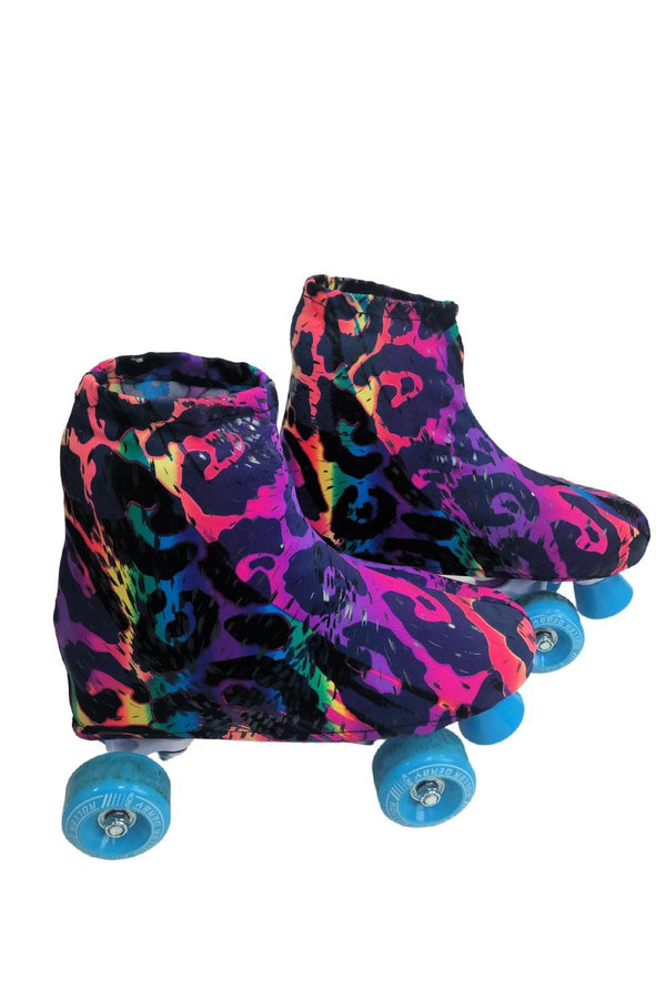 Rainbow Leopard Childrens Roller Skate Boot Covers - 4
