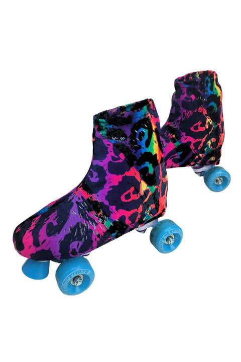Rainbow Leopard Childrens Roller Skate Boot Covers - Coquetry Clothing