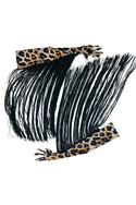 Leopard Print Gloves with 30" Black Fringe - 1