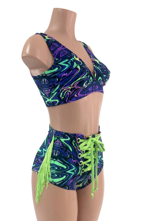 Neon Melt Fringe & Laceup Set - Coquetry Clothing