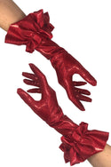 Red Sparkly Jewel Short Ruffled Gloves - 1