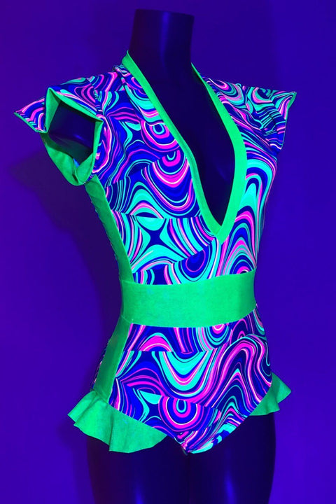 UV Glow Flip Sleeve Paneled Romper - Coquetry Clothing