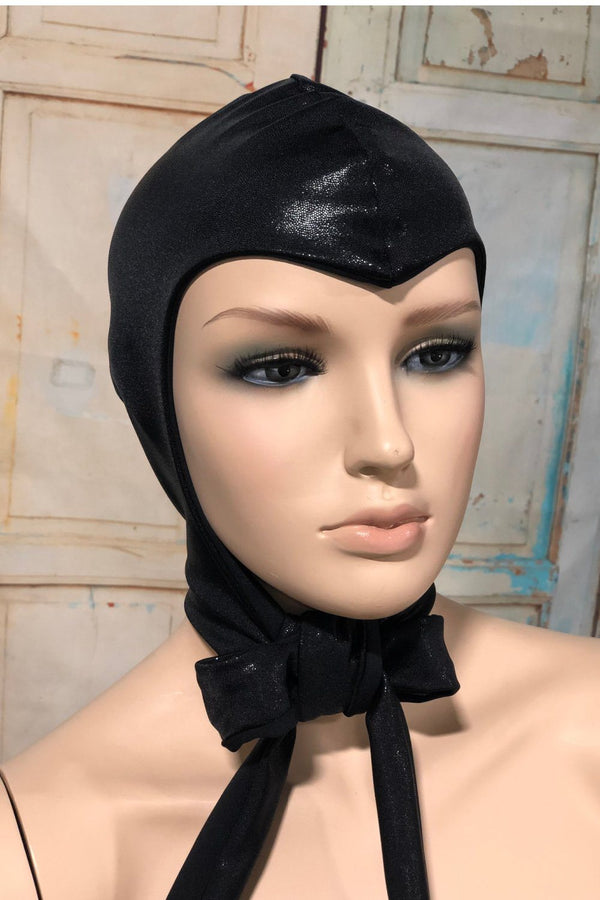 Vintage Style Widows Peak Bonnet in Black Mystique - 2