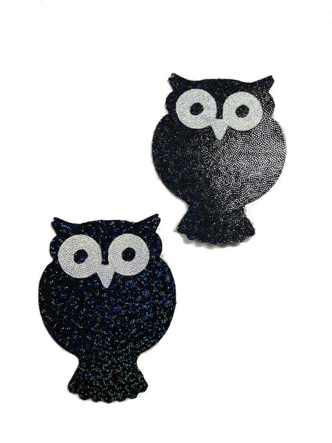 Black Holographic Hoot Hoot Pasties - Coquetry Clothing