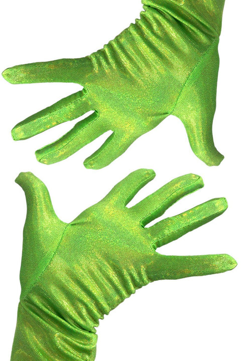Neon Lime Holographic Gloves - Coquetry Clothing
