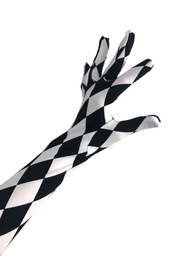 Black And White Diamond Print Gloves - 3
