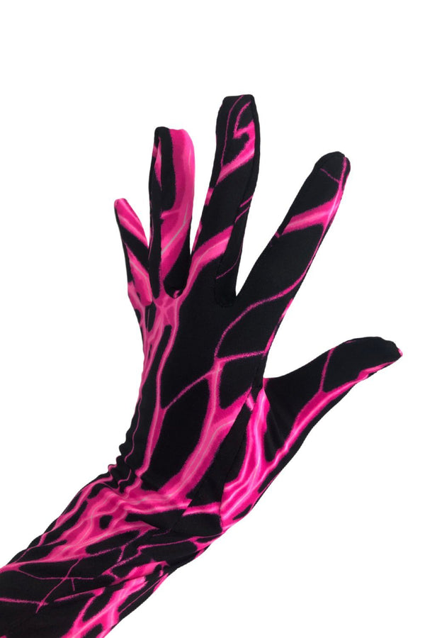 UV Glow Neon Pink Lightning Gloves - 4