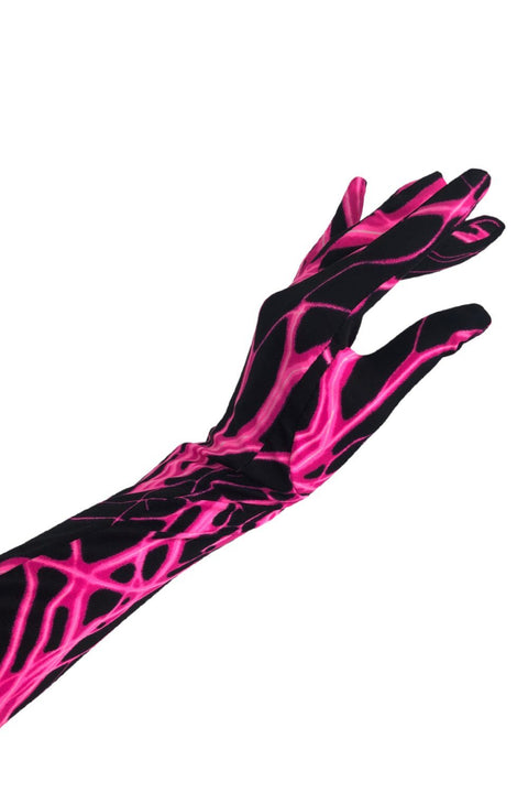UV Glow Neon Pink Lightning Gloves - Coquetry Clothing