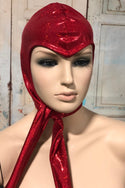 Vintage Style Widows Peak Bonnet in Red Sparkly Jewel - 3