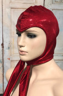Vintage Style Widows Peak Bonnet in Red Sparkly Jewel - 1