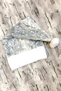 Silver Fawn Minky Faux Fur Santa Hat with White Trim - 1